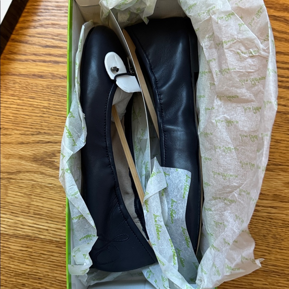 Sam Edelman Navy Leather Ballet Flats